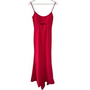 Betsy & Adam Red Spaghetti Strap Christmas Grown Cut-Out Formal Gown Size 6